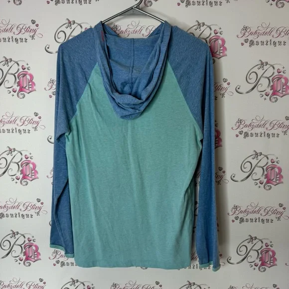 Volcom shirt long sleeve surfer 🏄‍♂️ beach Blue and Teal Hoodie with Red Detail - Picture 2 of 8